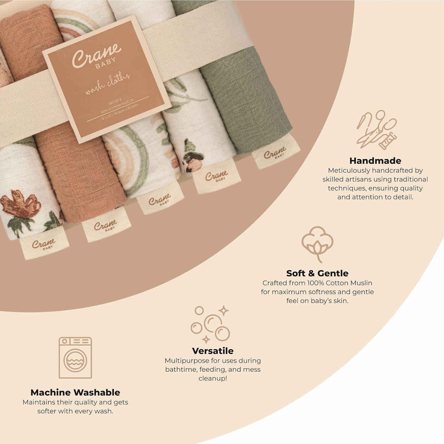 Crane Baby Parker 5-pc. Baby Wash Cloth Set (pink Floral)