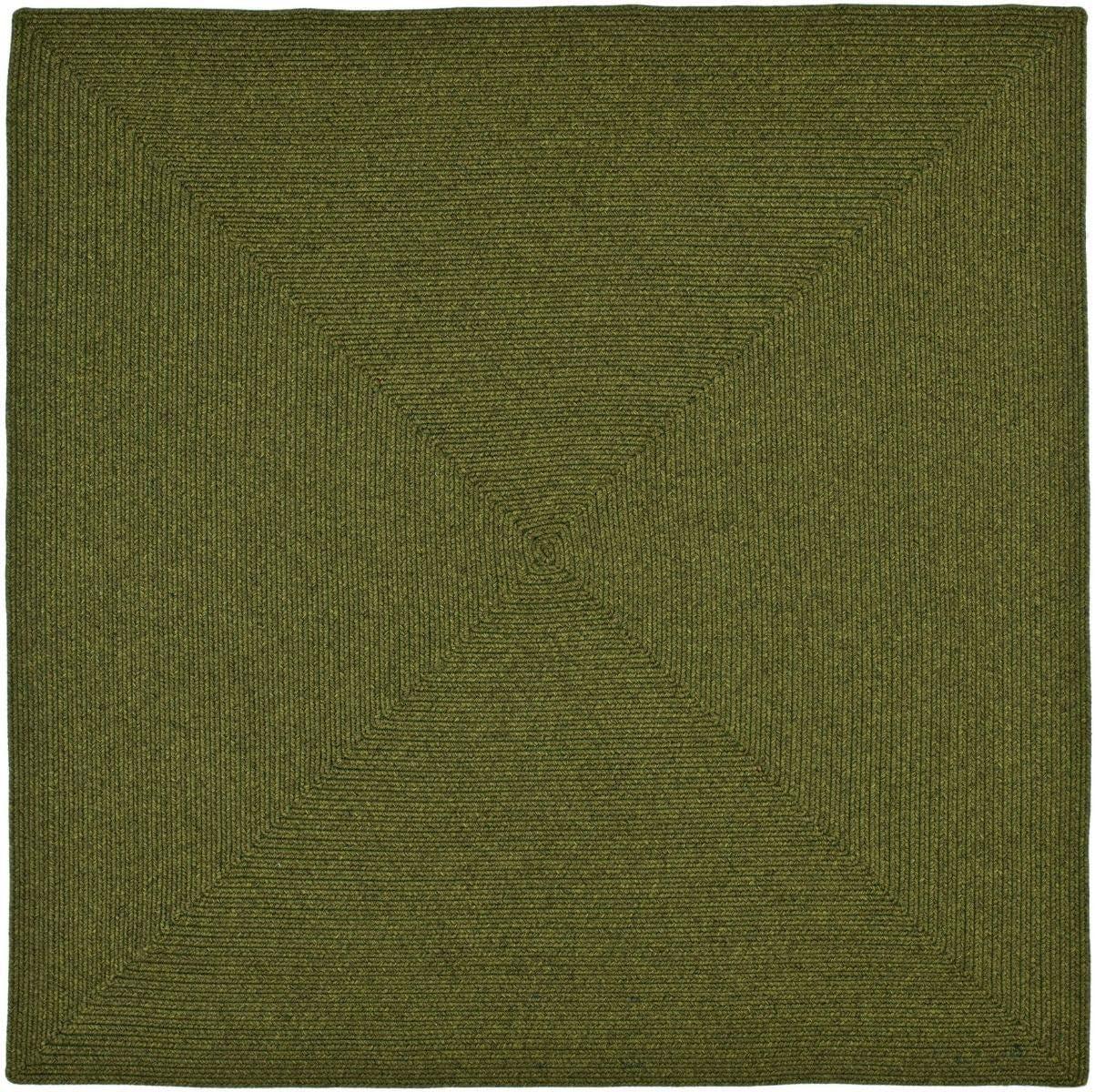 Handwoven Green Braided 4' x 4' Square Synthetic Area Rug