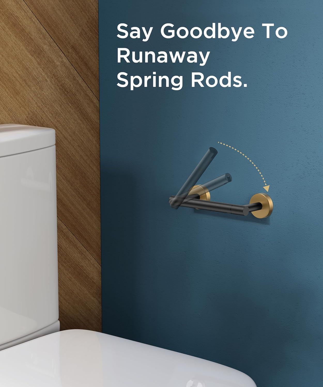 LANFENG Matte Black Double Post Pivoting Wall Mounted Stainless Steel Toilet Paper Holder for Bathroom RV  by RARXTR