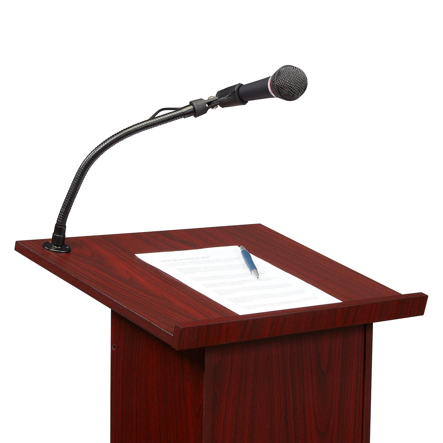 Mahogany Multimedia Sound Lectern with Microphone