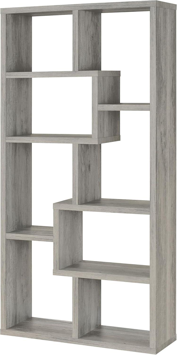 70.75" Theo 8 Shelf Bookcase Gray Driftwood - Coaster