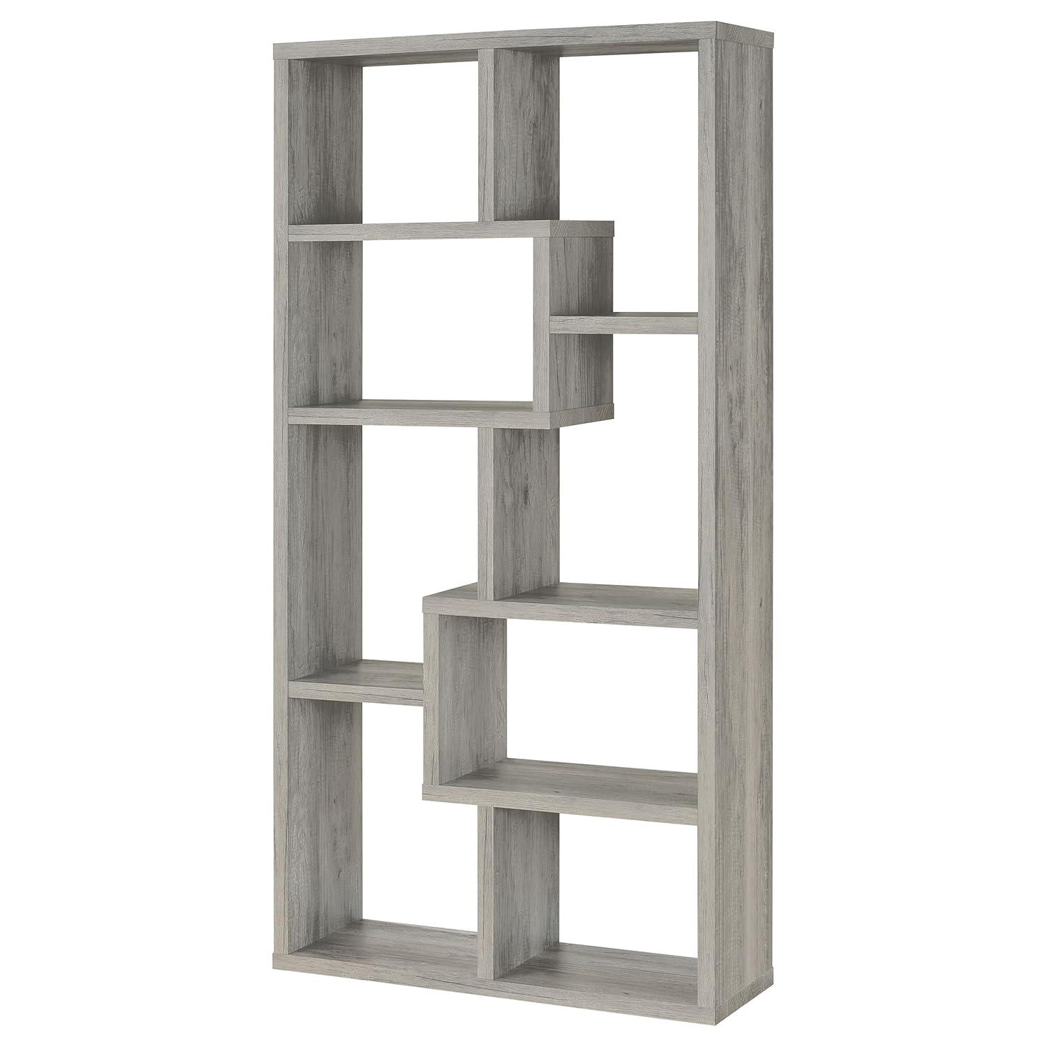 70.75" Theo 8 Shelf Bookcase Gray Driftwood - Coaster