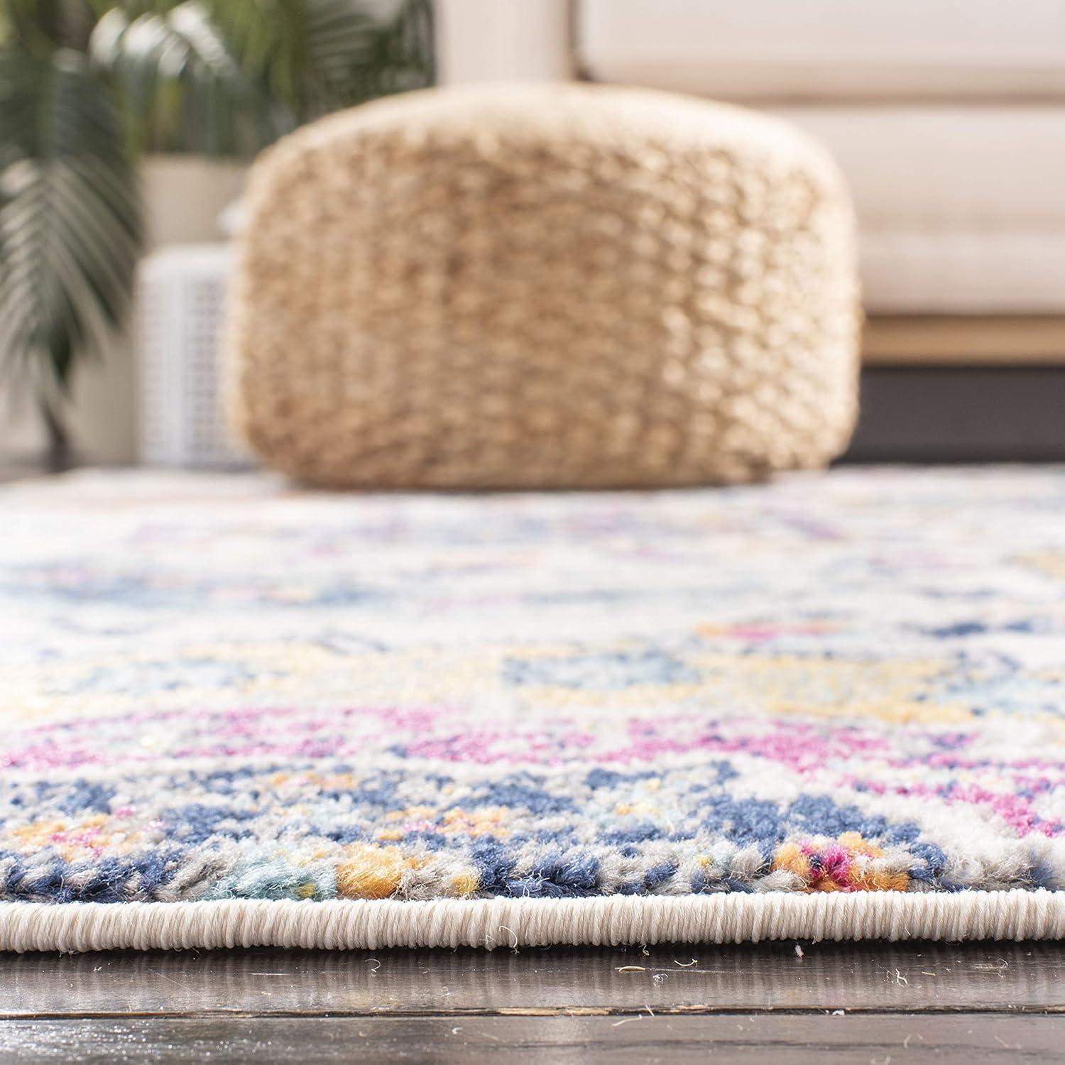 Madison MAD611 Power Loomed Indoor Area Rug - Cream/Multi - 4' Round - Safavieh