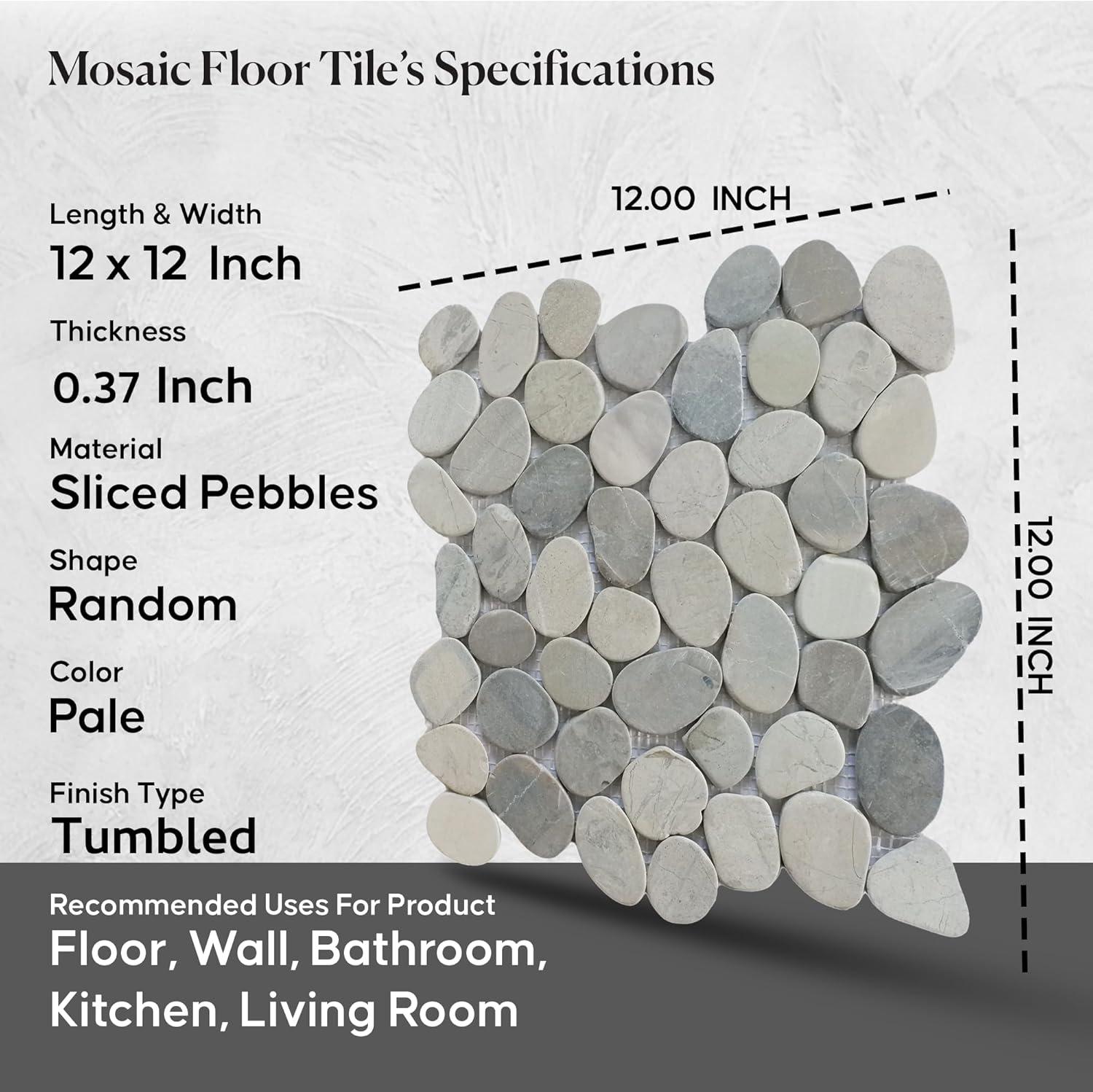 Hawaii 12" x 12" Natural Stone Pebbles Mosaic Wall & Floor Tile