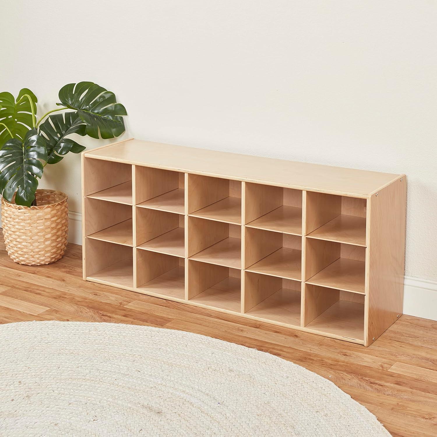 ECR4Kids Streamline 15 Cubby Tray Storage Cabinet, 3x5