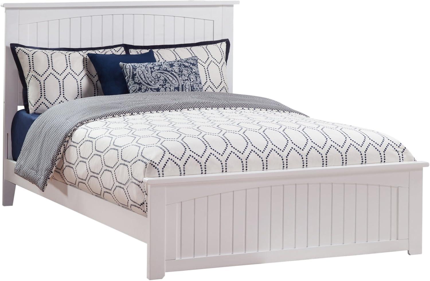 Nantucket Queen Low Profile Platform Bed with Matching Footboard in White