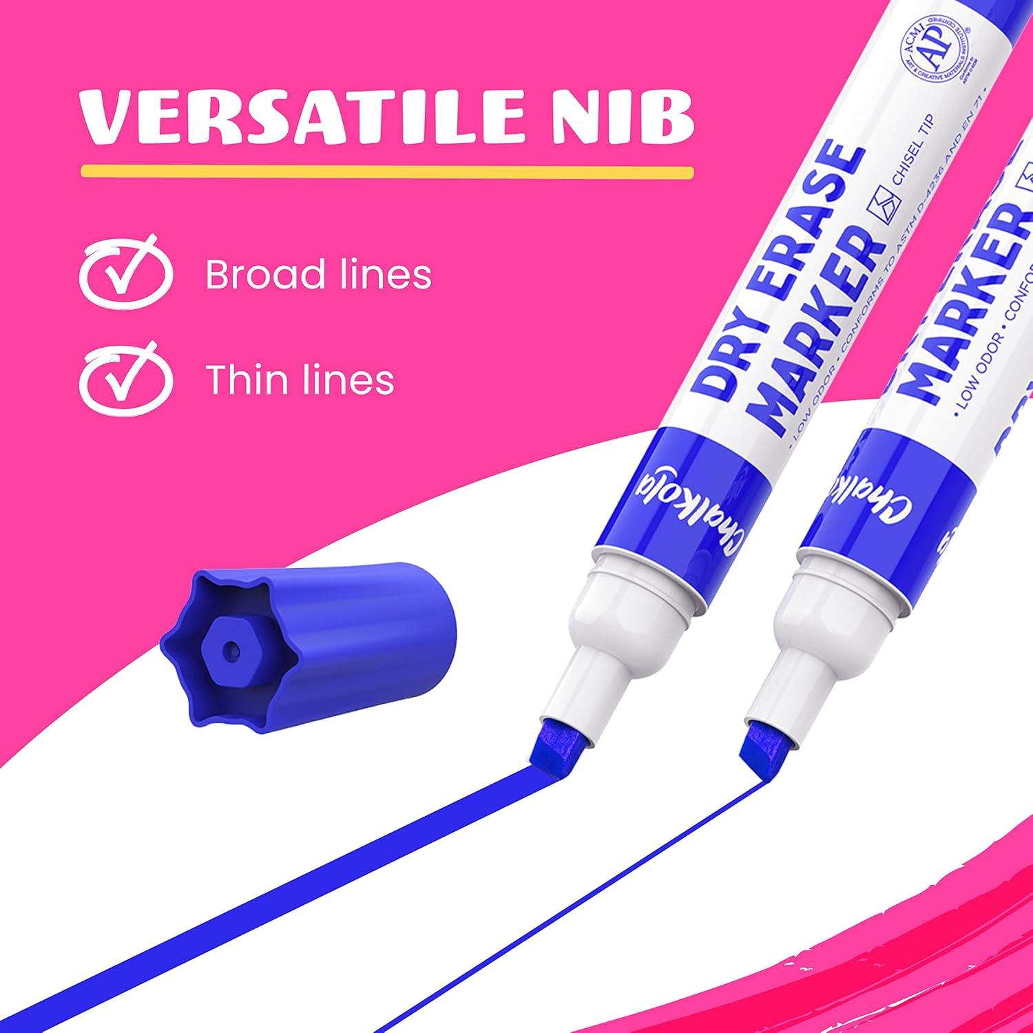 Chalkola Bulk Dry Erase Markers for Classroom (120 Pack, 12 Vibrant Colors) | Erasable, Low Odor, Chisel Tip WhiteBoard Markers, Dry Erase Pens for Kids, Teachers - Office, Home, School Supplies