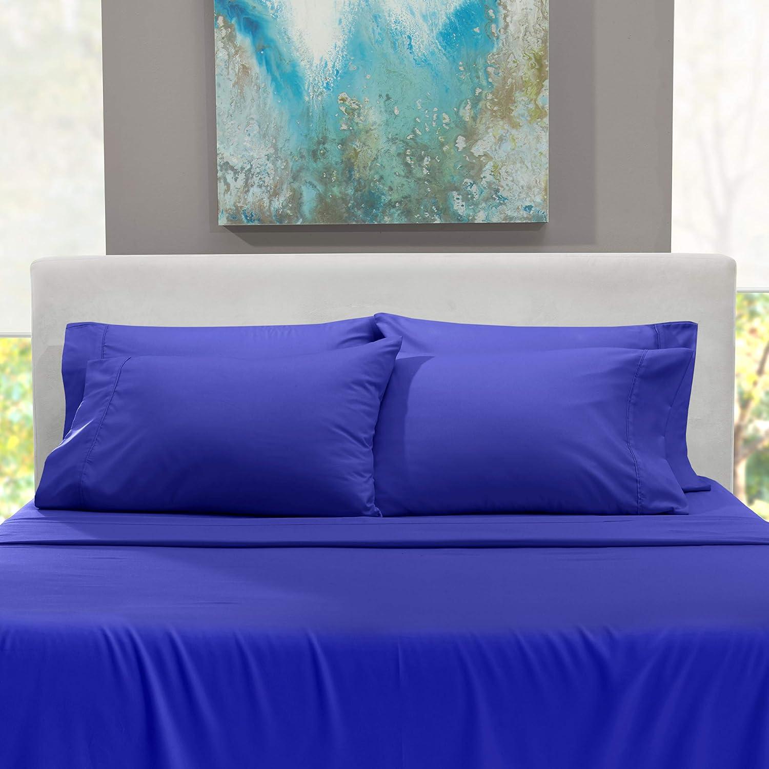 Nestl Extra Deep Pocket 6 Piece Sheet Sets, King Size Sheets & Pillowcases - Royal Blue