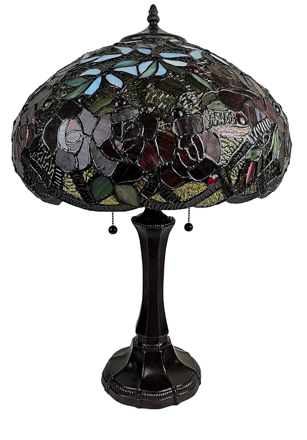 Amora Lighting  24 in. Tiffany Style Red Roses Table Lamp