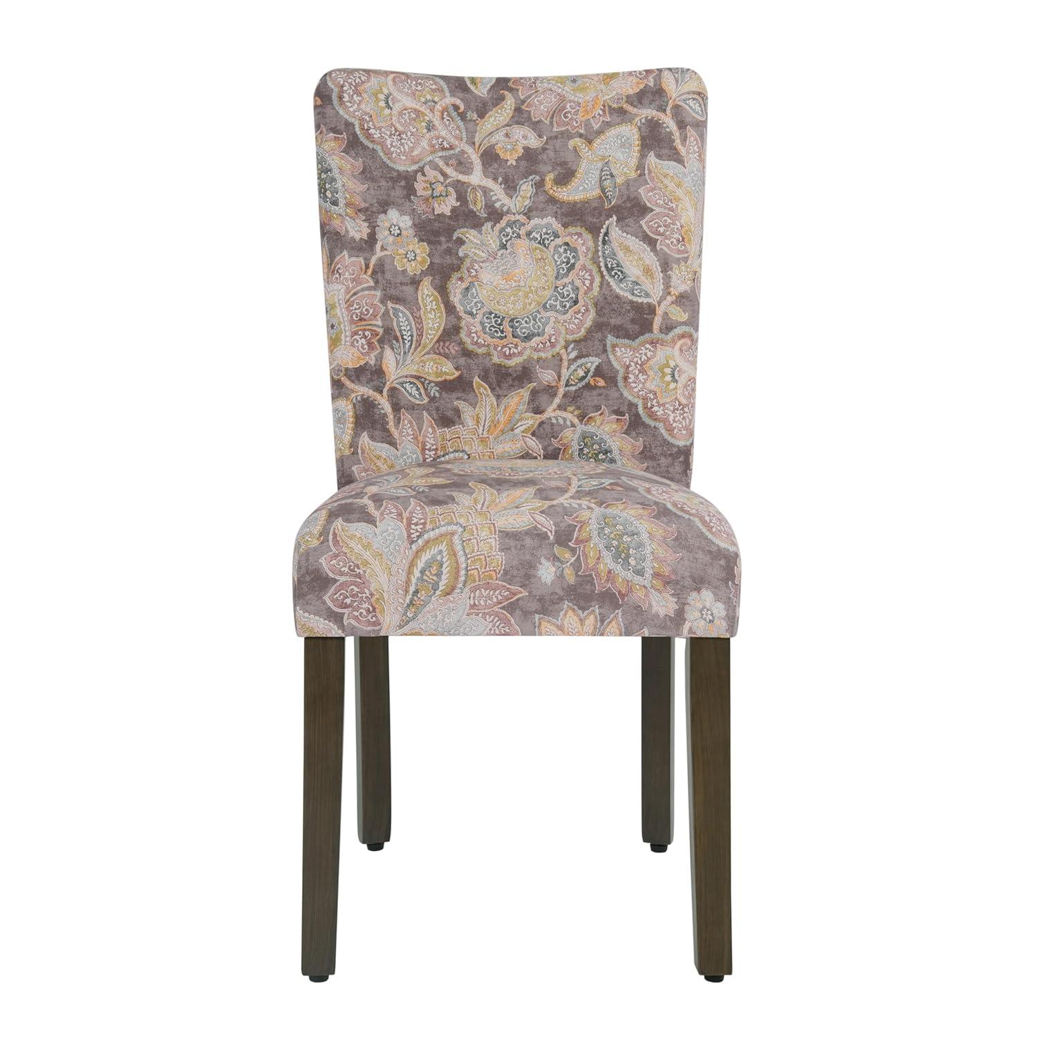 HomePop Parsons Classic Upholstered Accent Dining Chair, Set of 2, Multicolor Gray Floral