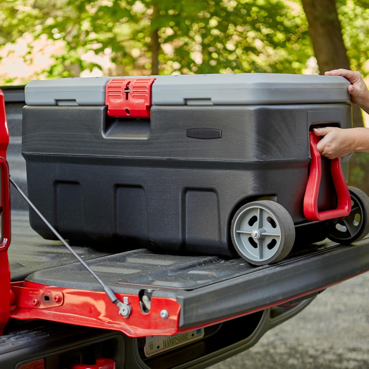Rubbermaid Rubbermaid 35 Gal Wheeled Action Packer Heavy Duty Storage Tote with Lockable Lid