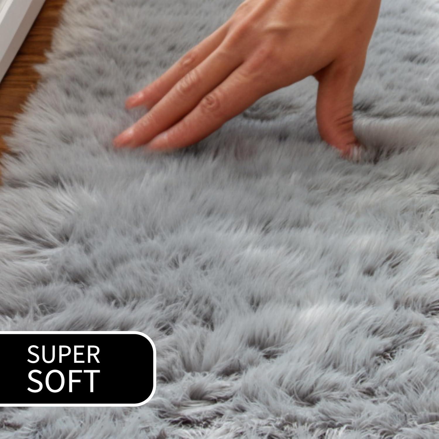 Super Area Rug Glam Solid Print Shag Area Rug, 2' x 4'
