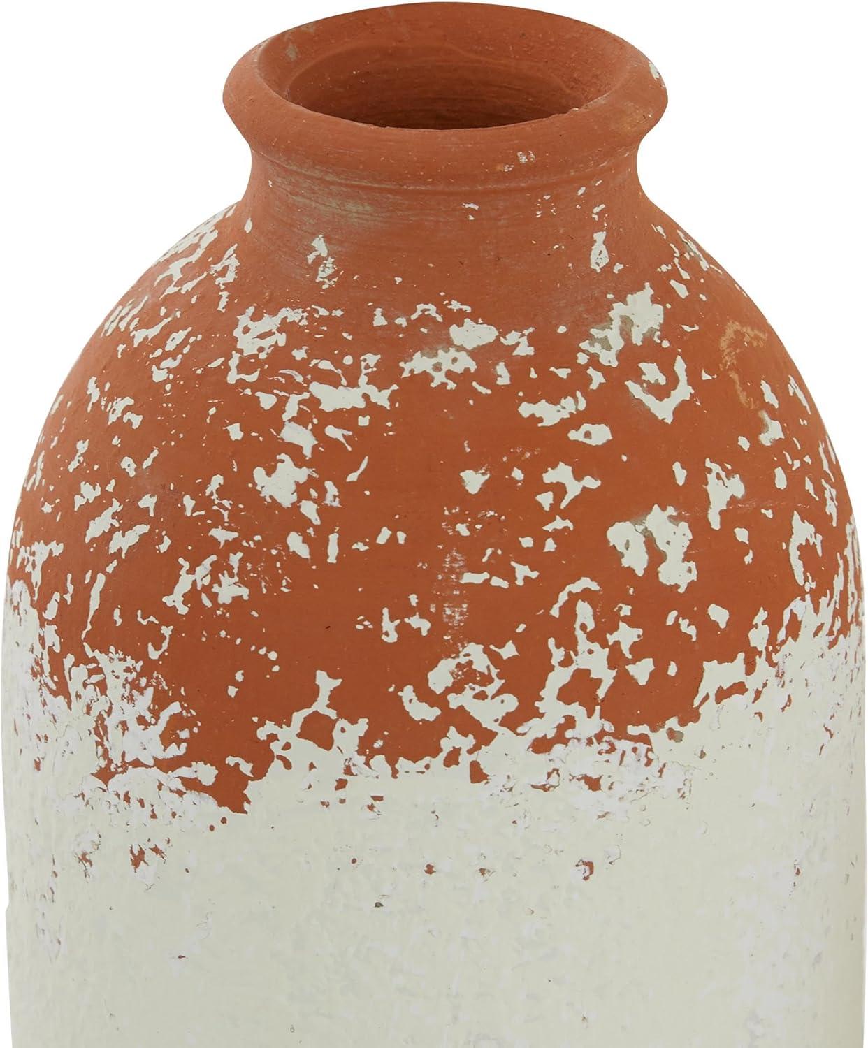 Novogratz Ceramic Decorative White Vase with Terracotta Detailing Set