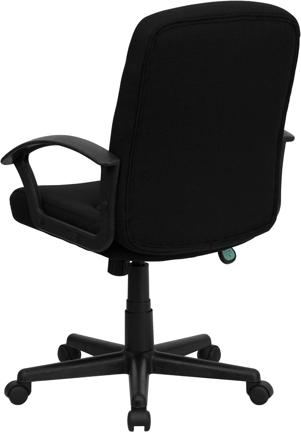 Mid-Back Black Fabric Executive Swivel Chair with Nylon Arms