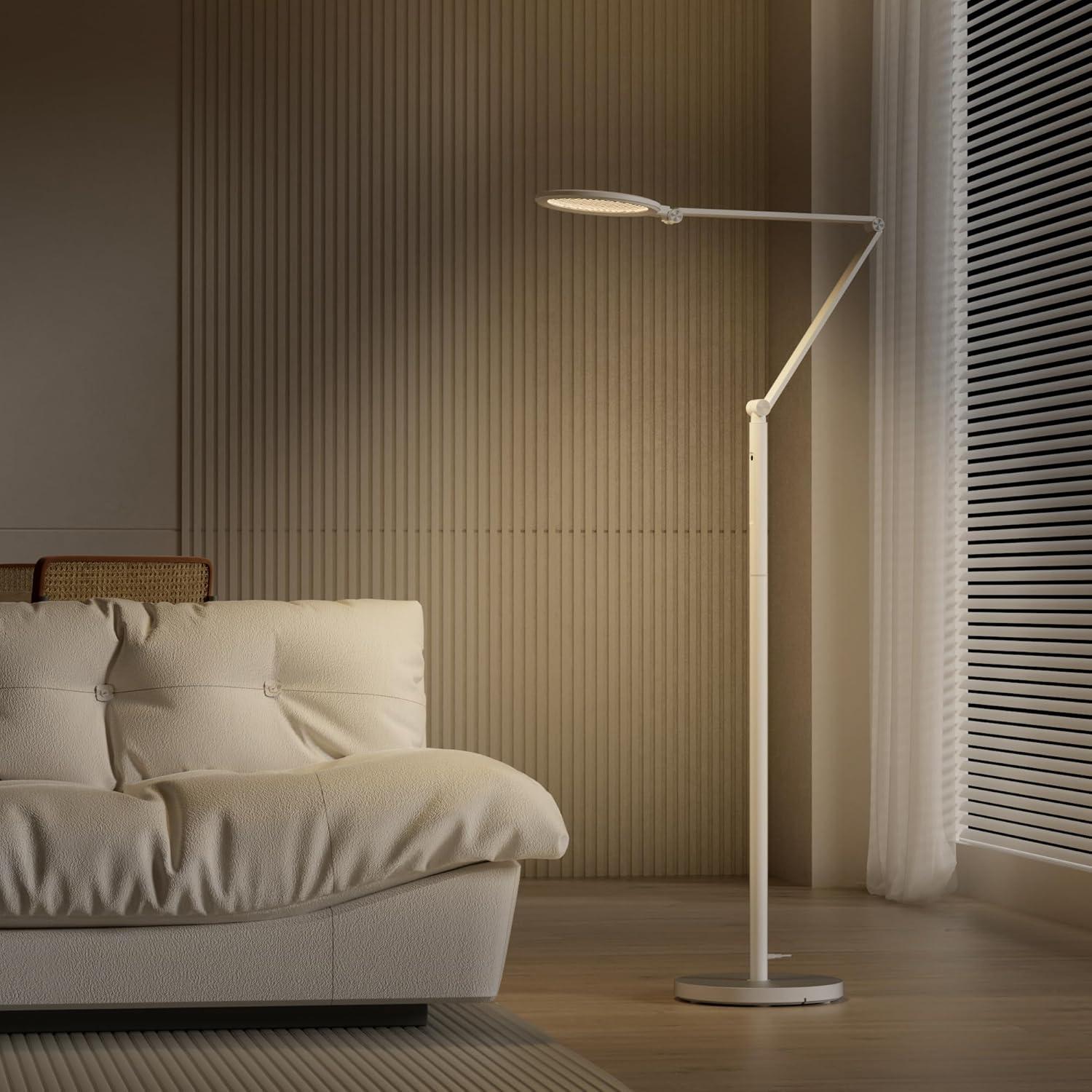 Adjustable White LED Floor Lamp with Remote Control