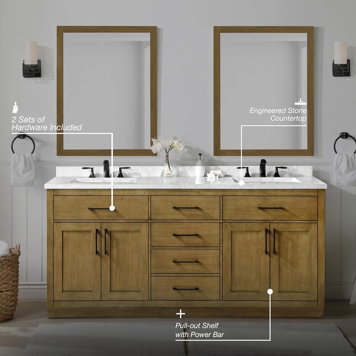 OVE Decors Athea 72 in. W Bath Vanity with Premium Countertop and Power Bar