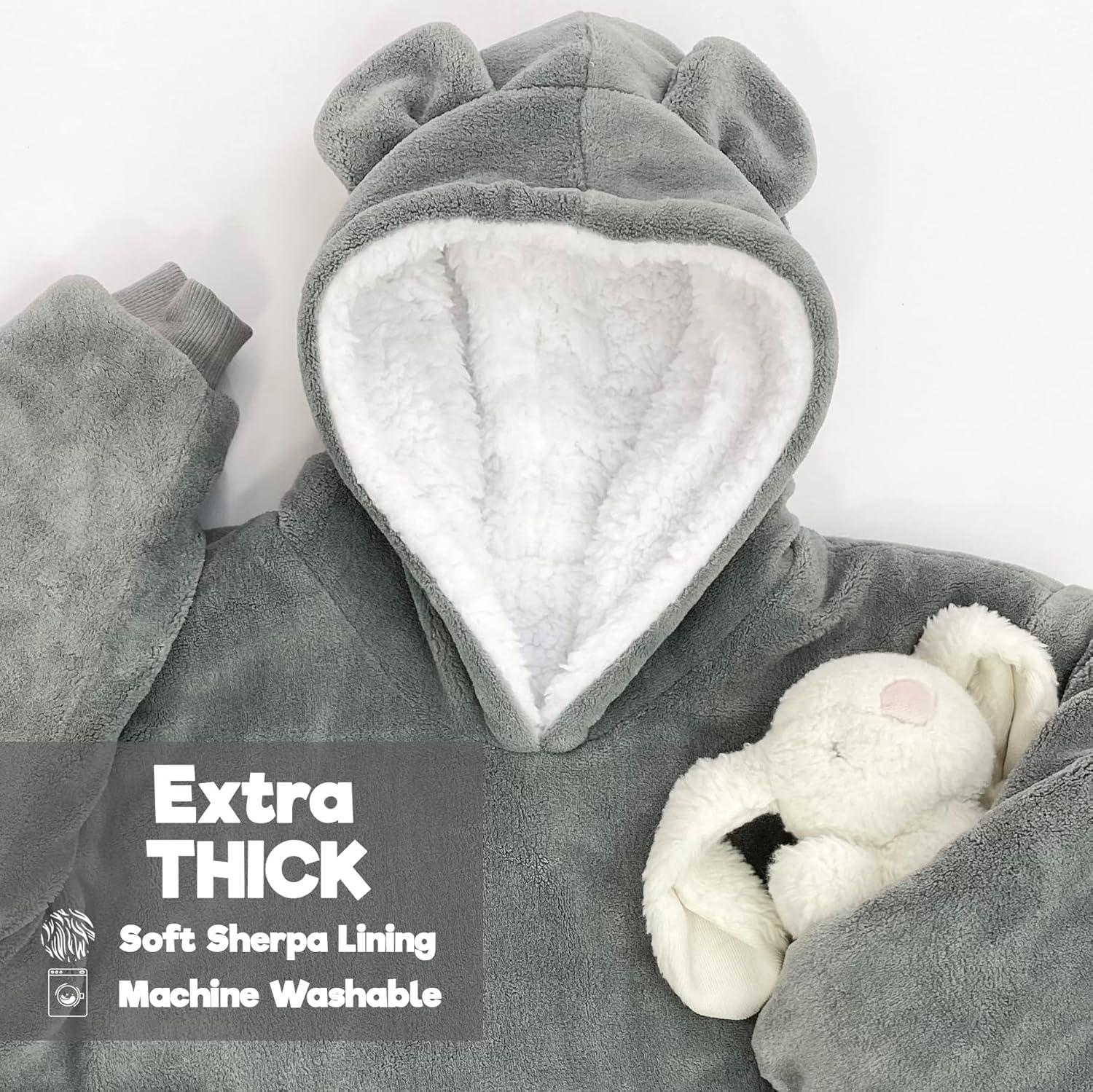 Wearable Blanket Kids 3-10yr, Fun Animal Kids Blanket Hoodie, Hooded Sweatshirt, Oversized Comfy Hoodie Boys, Girls, Toddlers