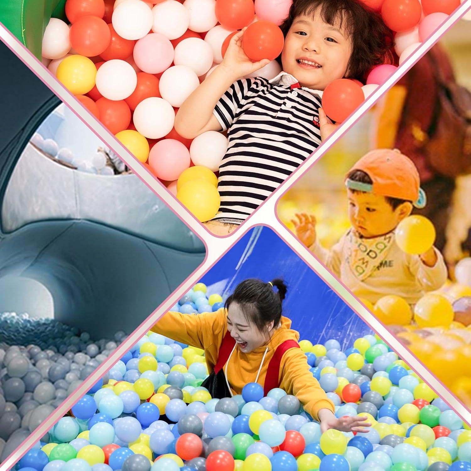 Anvazise 100Pcs Ball Pit Balls Thickened Eco-friendly Smooth Reusable Bite-resistant Hand-on Ability PE Material Macaron Color Pit Balls Kindergarten Toy