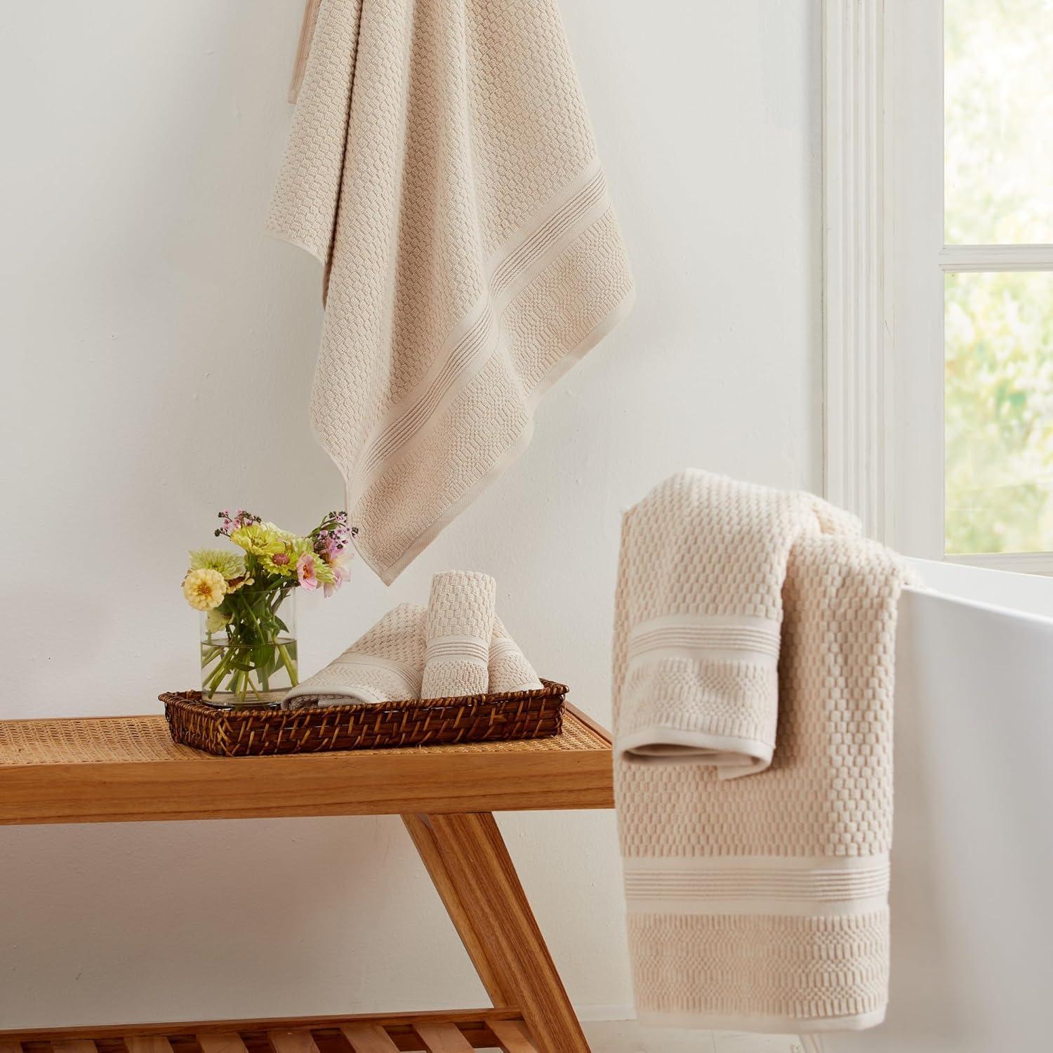 Oatmeal Cotton Waffle Weave Quick Dry Bath Towel Set