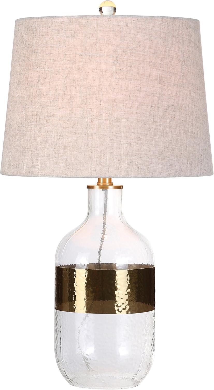 Arcadian 18" Silver Glass LED Table Lamp with Gray Shade