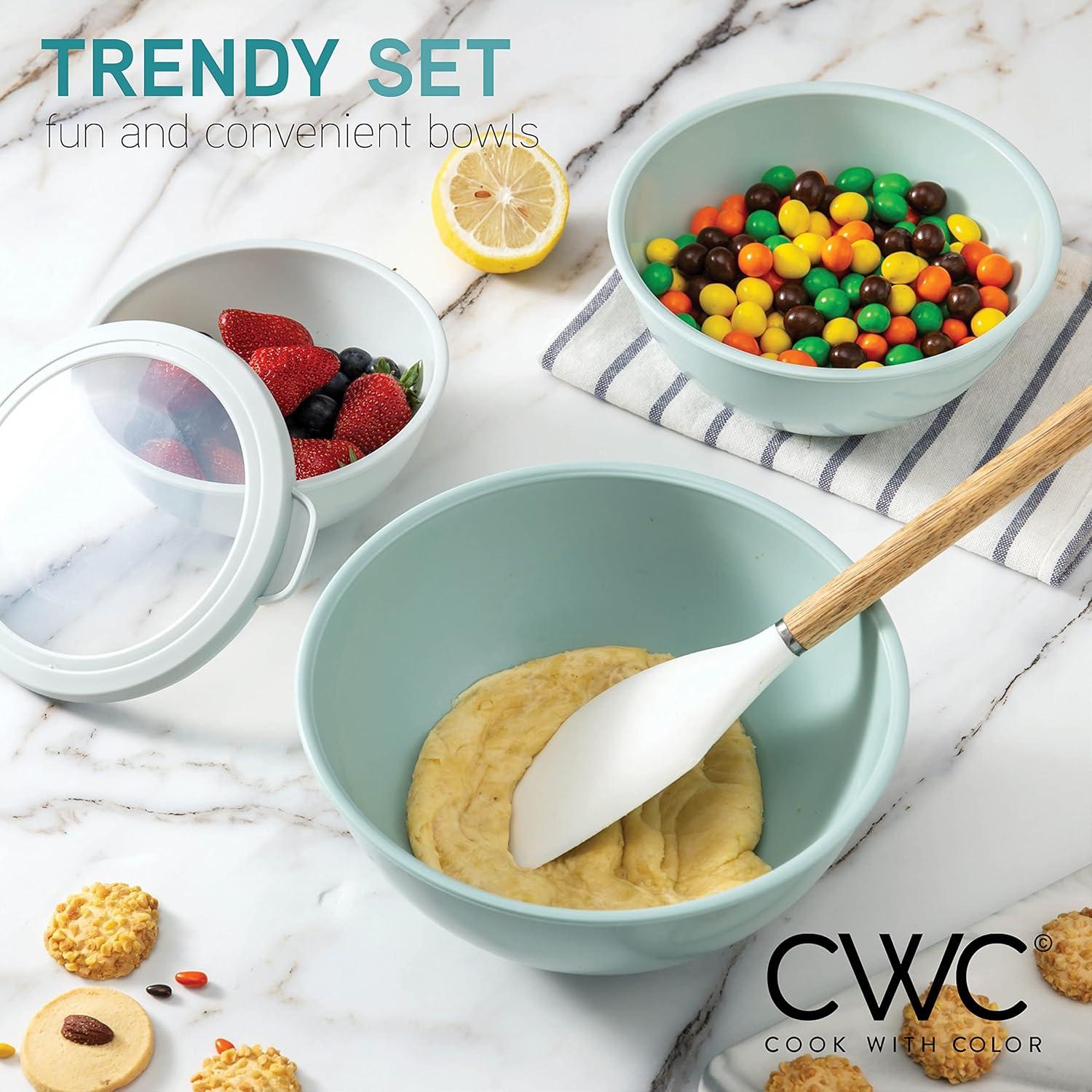 Teal 12-Piece Plastic Nesting Mixing Bowls with Lids