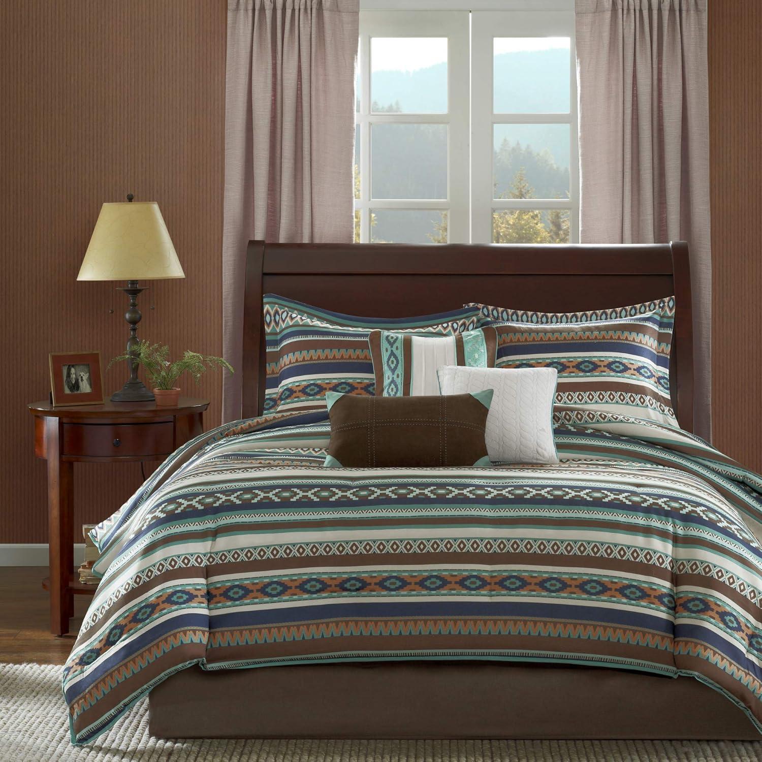 Ivory and Brown Microfiber Queen Bedspread Set with Trim