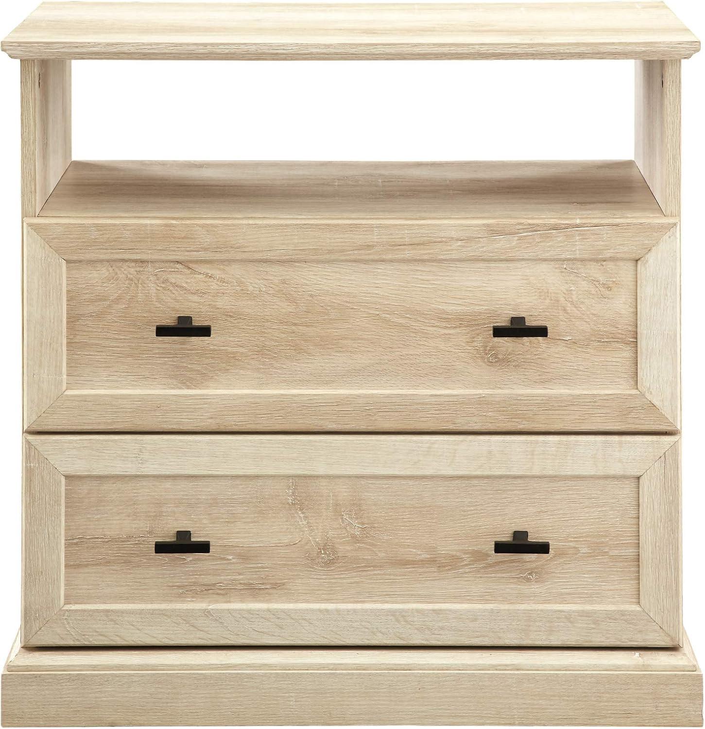 Elegant White Oak 2-Drawer Nightstand with Smooth Metal Glides