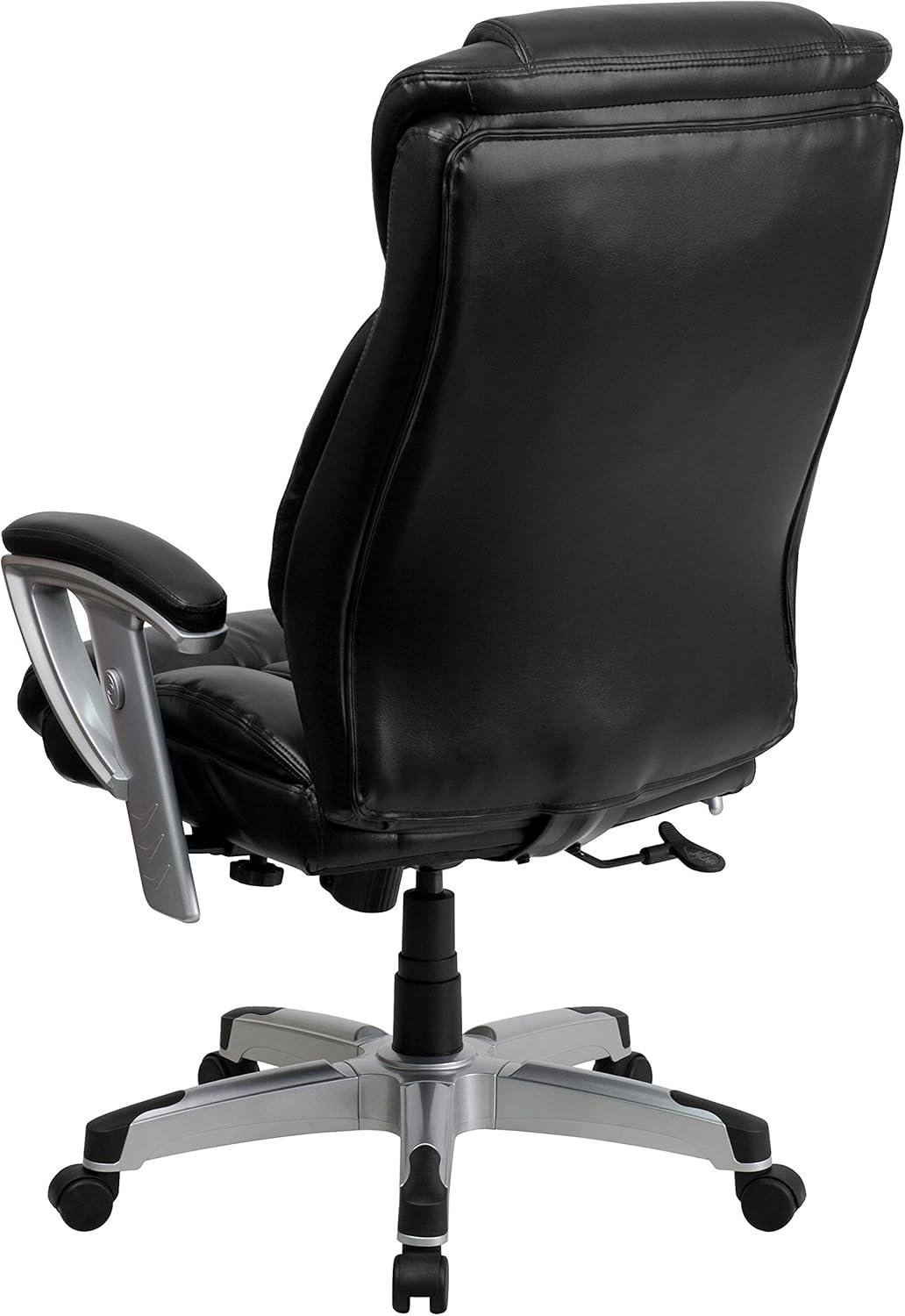 Flash Furniture HERCULES Series Big & Tall 400 lb. Rated Black LeatherSoft Executive Ergonomic Office Chair with Silver Adjustable Arms