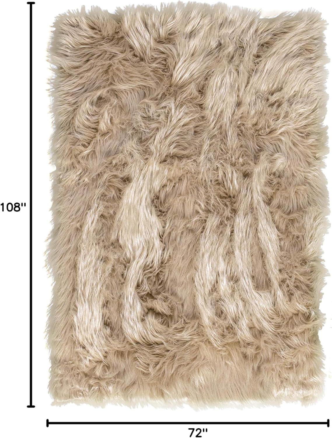 Ultra Soft Faux Sheepskin Fur Shag Rug Light Brown 6' x 9'