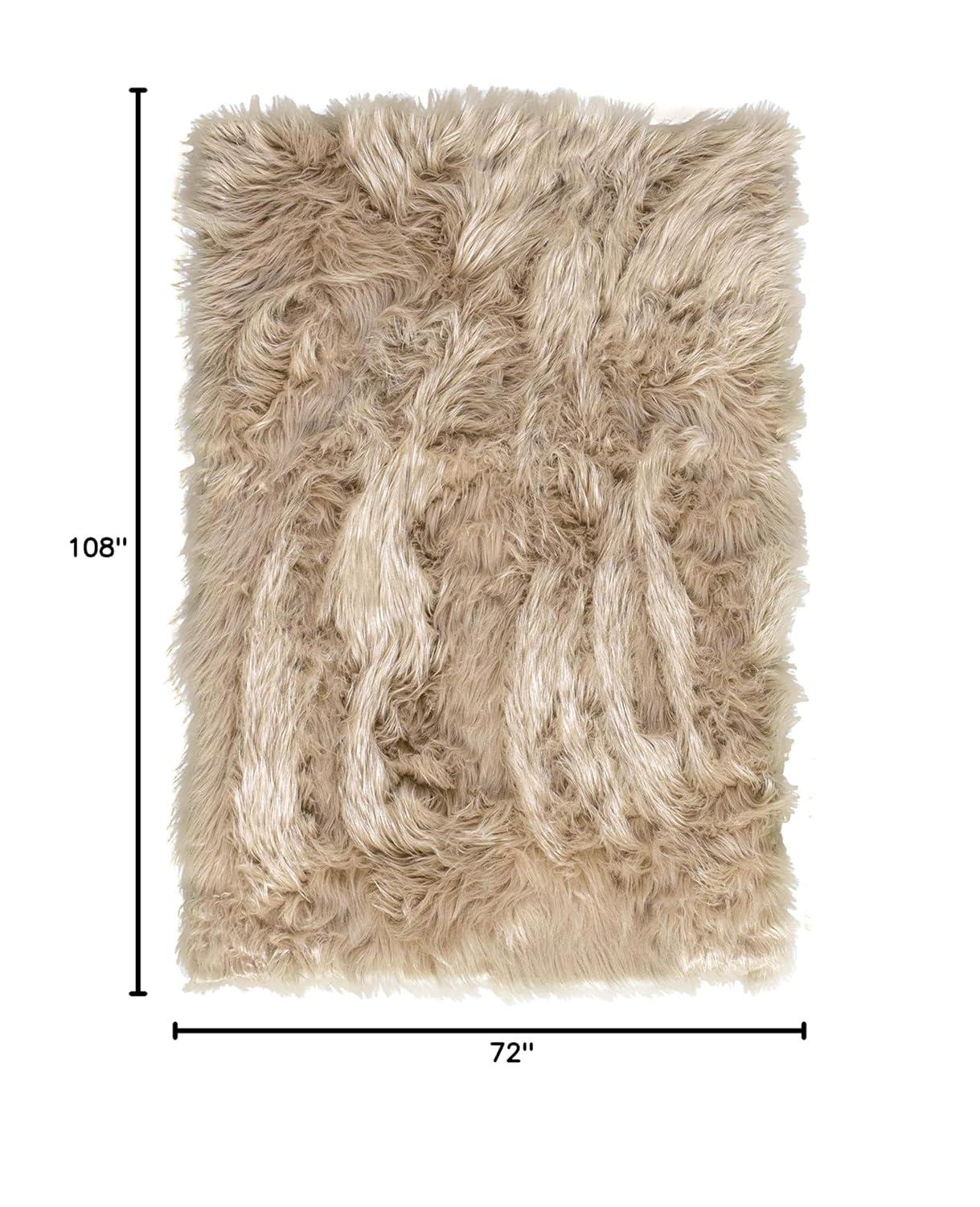 Ultra Soft Faux Sheepskin Fur Shag Rug Light Brown 6' x 9'