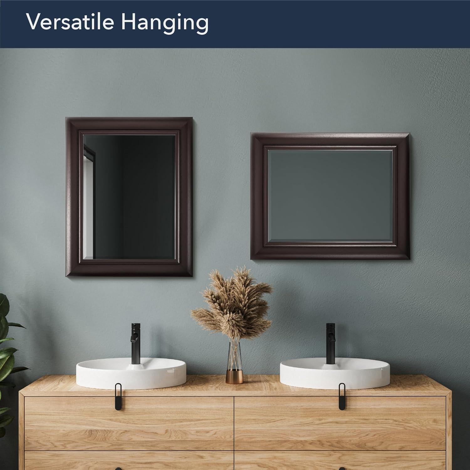 Espresso Brown Beveled Rectangular Vanity Mirror