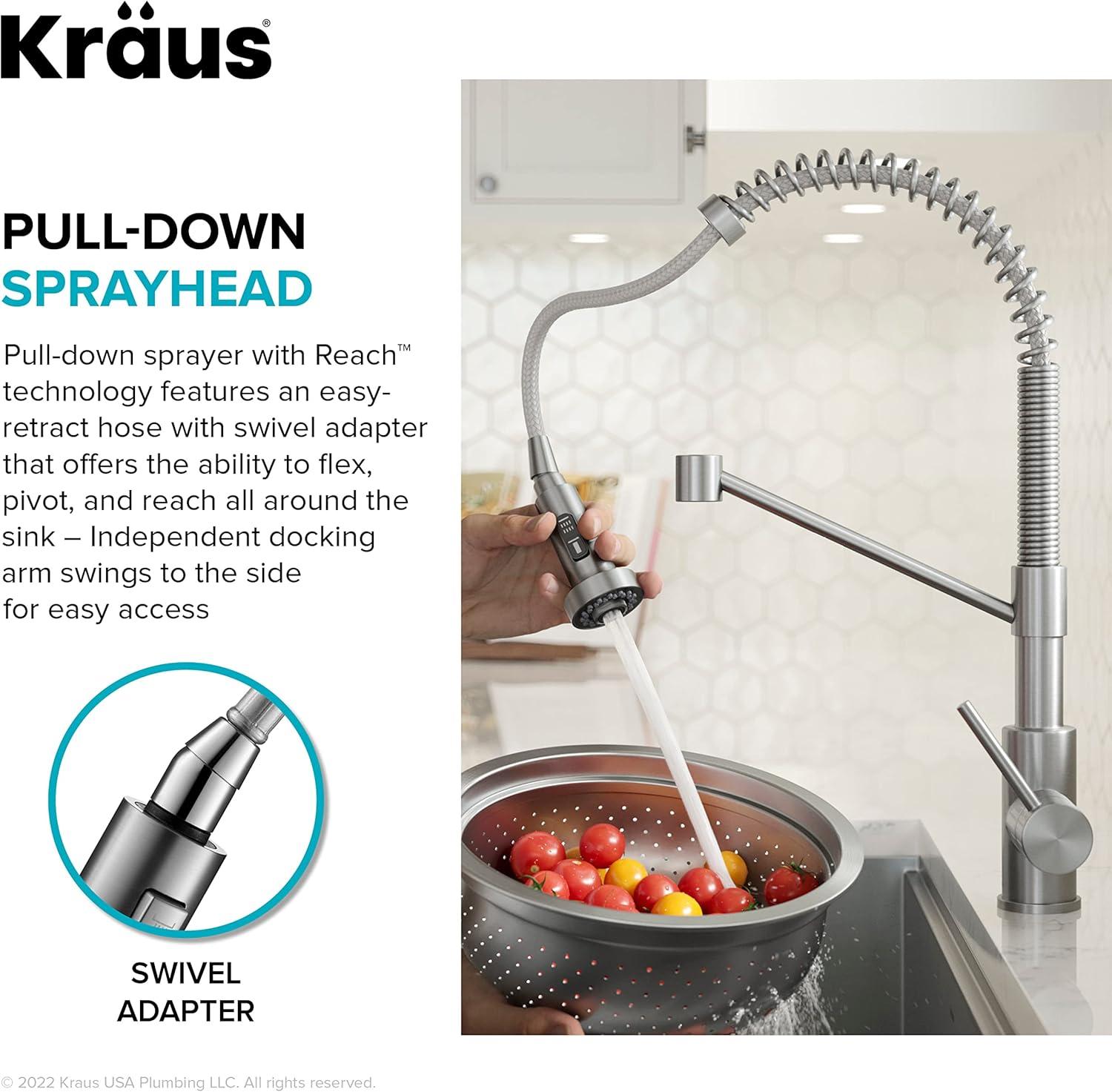 KRAUS Bolden Commercial Style 2-Function Single Handle Pull Down Kitchen Faucet