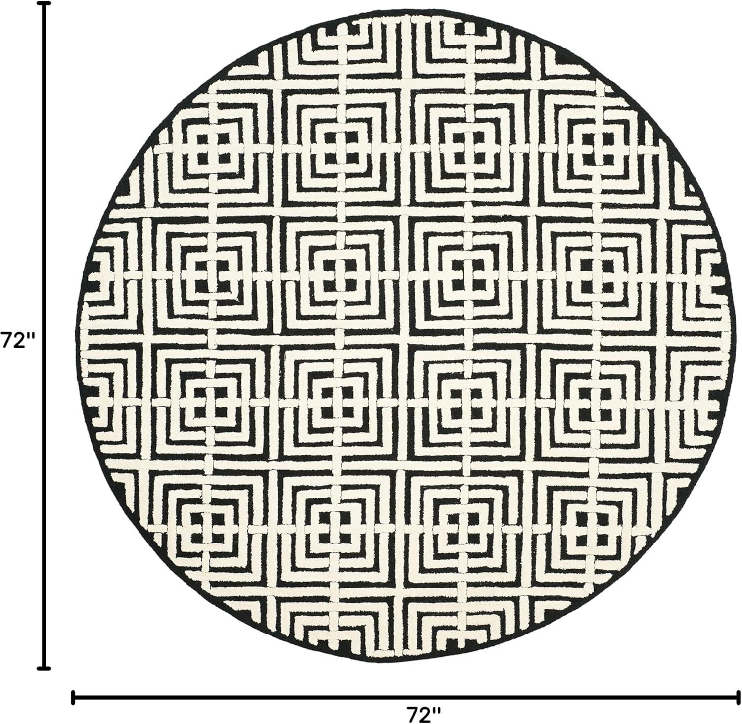 SAFAVIEH Newport Kasandra Geometric Cotton Area Rug, Black/White, 6' x 6' Round