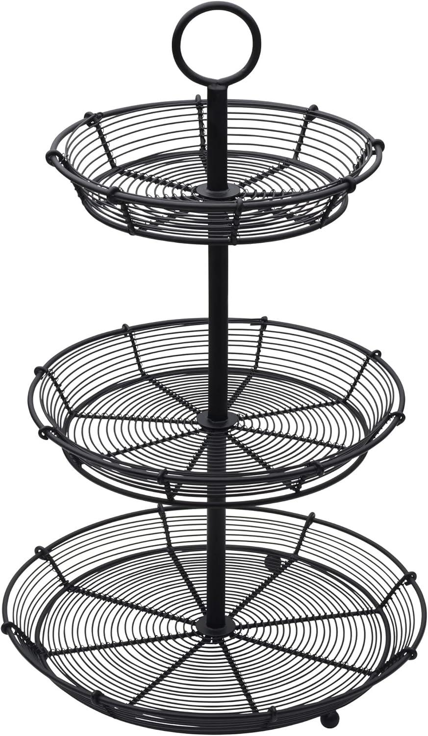 Gourmet Basics by Mikasa Tulsa Adjustable Pastry Serving Stand, 3-Tier, Black