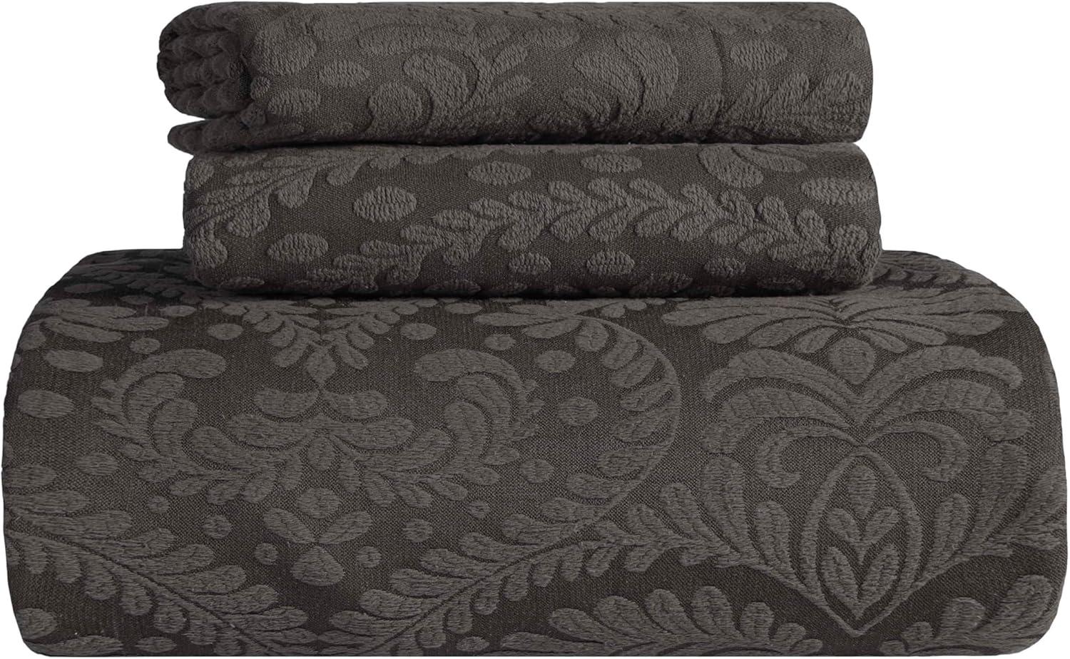 Aspen Floral Scalloped Edge Cotton Blend Coverlet / Bedspread Set