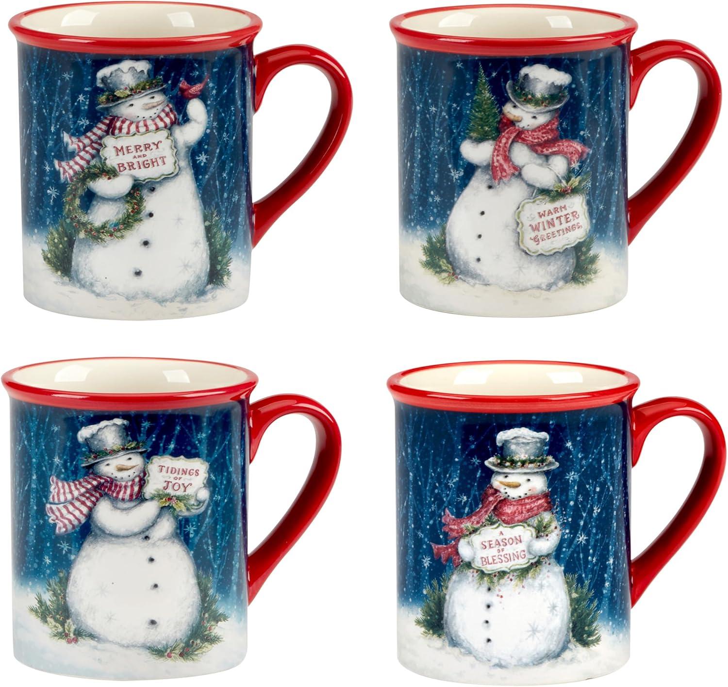 Snowman Greetings Set of 4 Mug 16 oz. asst.