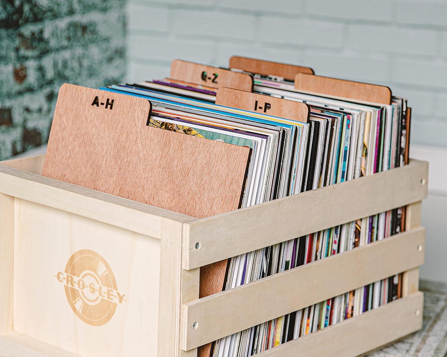 Crosley Natural Solid Wood Cassette Crate Holds 12 Tapes