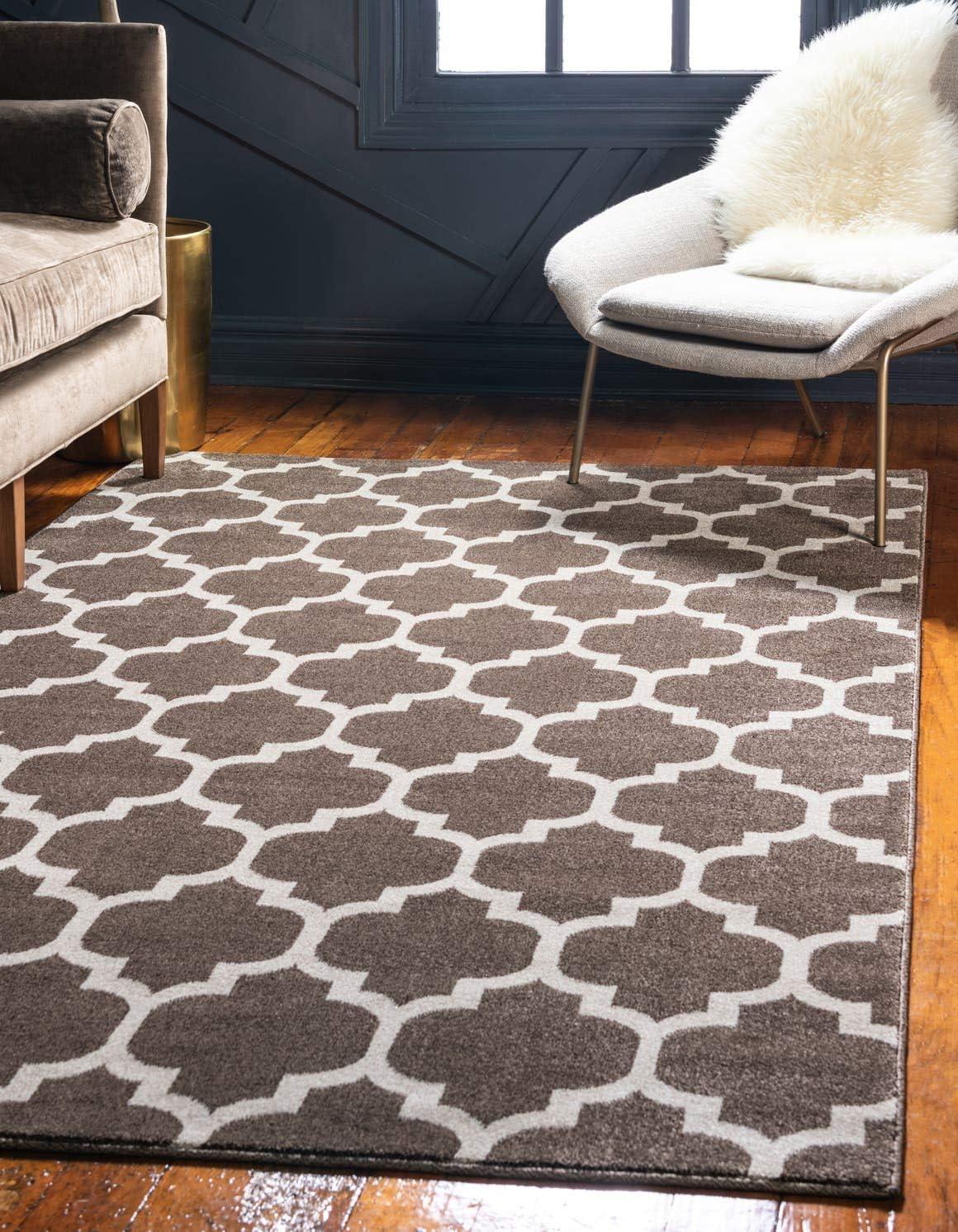 Unique Loom 4' 1 x 6' 1 Trellis Philadelphia Brown Area Rug