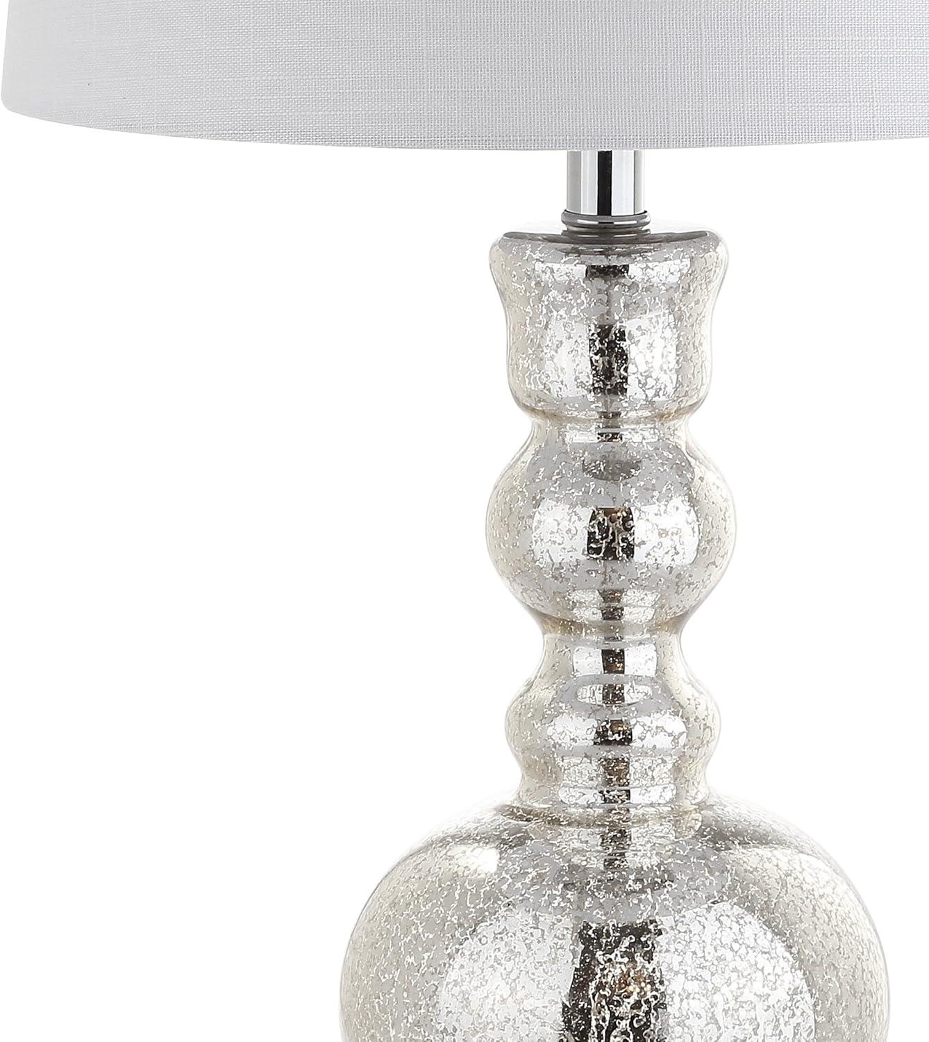 JONATHAN Y JYL1061D-SET2 Genie 28.5" Glass LED Table Lamp, Contemporary, Transitional for living room, dinning room, bedroom, office Bulb Included, Mercury Silver (Set of 2)