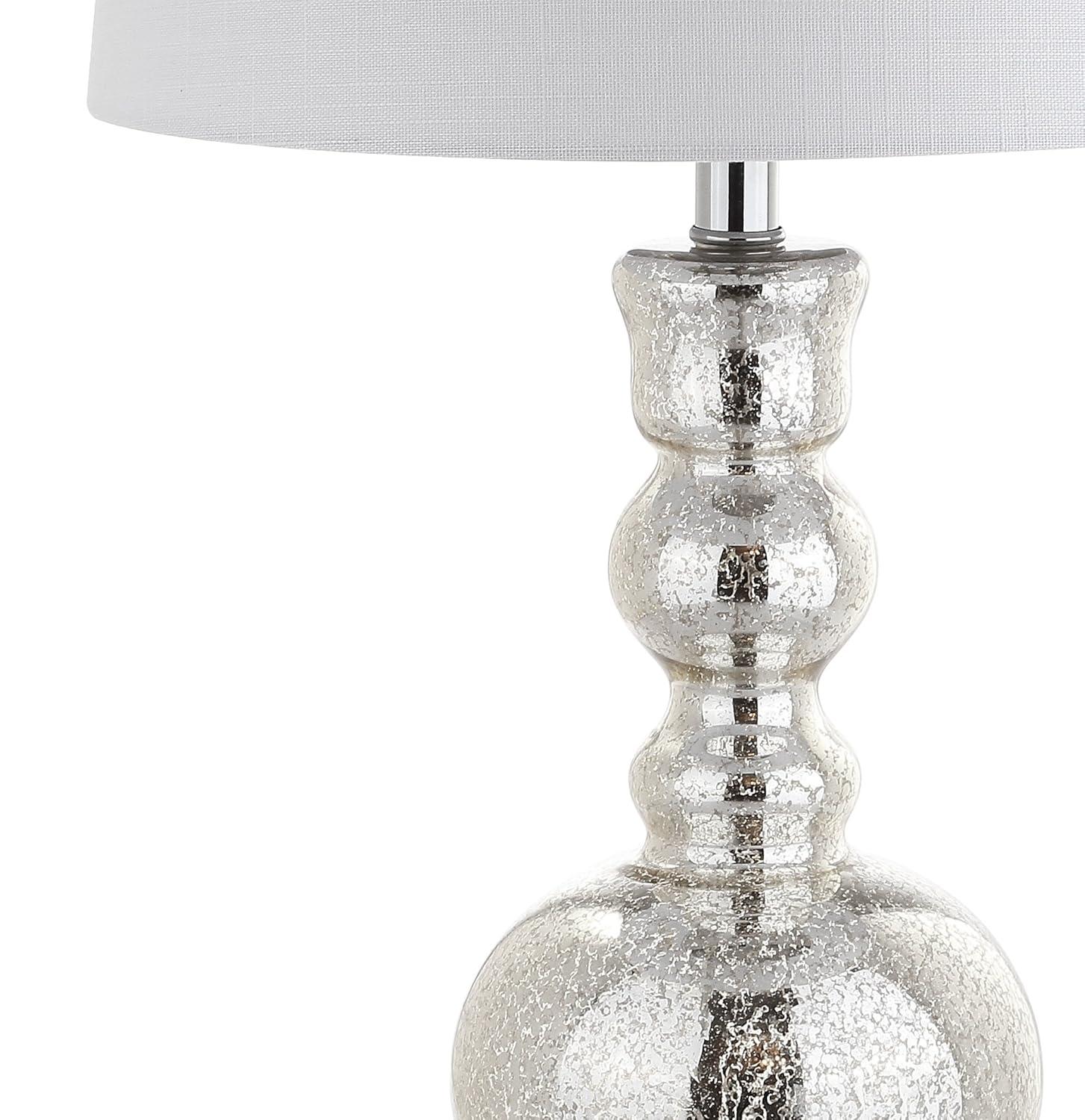 JONATHAN Y JYL1061D-SET2 Genie 28.5" Glass LED Table Lamp, Contemporary, Transitional for living room, dinning room, bedroom, office Bulb Included, Mercury Silver (Set of 2)
