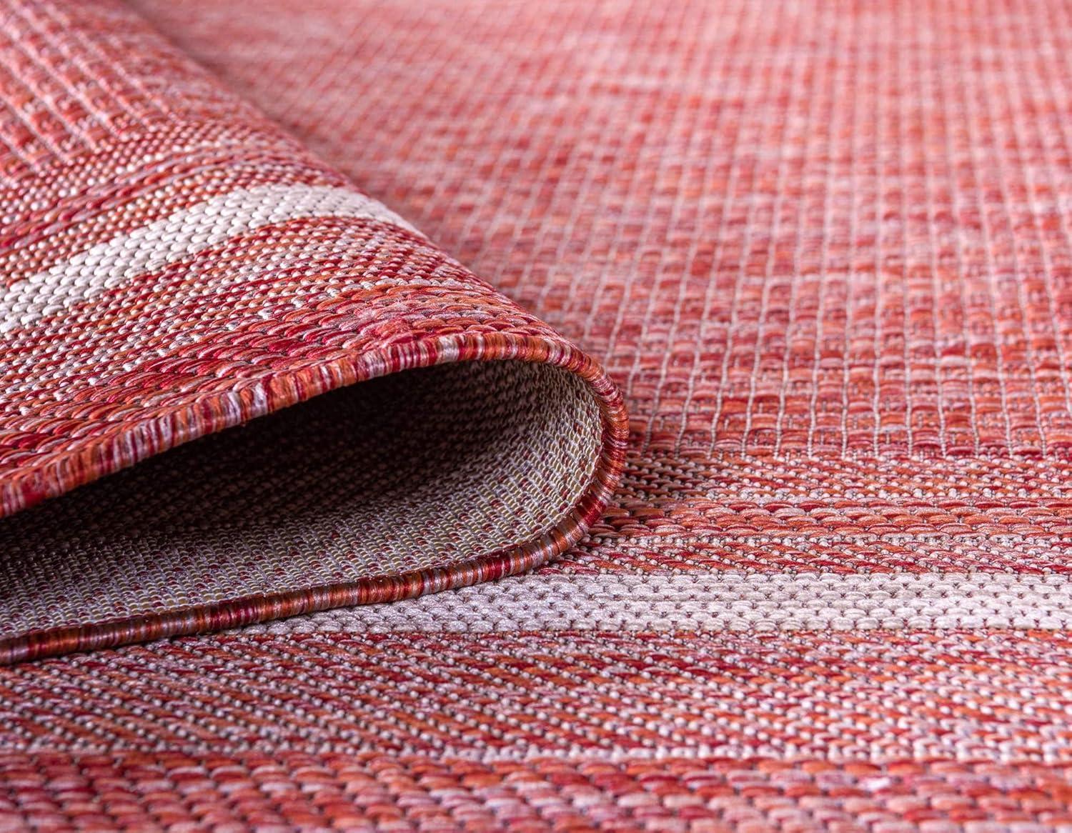 Unique Loom 7' 1 x 10' 0 Rectangle Indoor/Outdoor Border Rust Red Area Rug