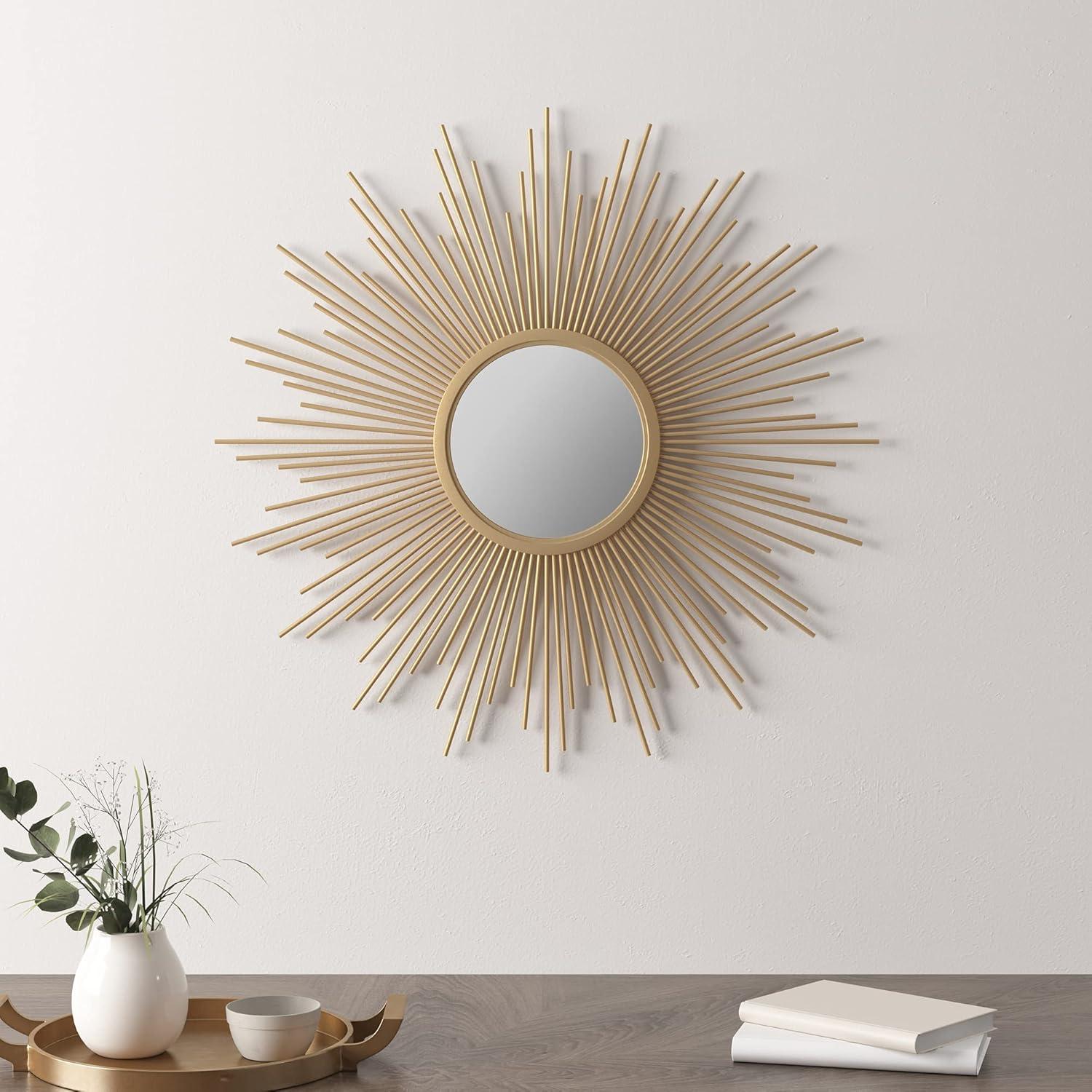 Madison Park Fiore Sunburst Wall Decor Mirror 14.5"D in Gold