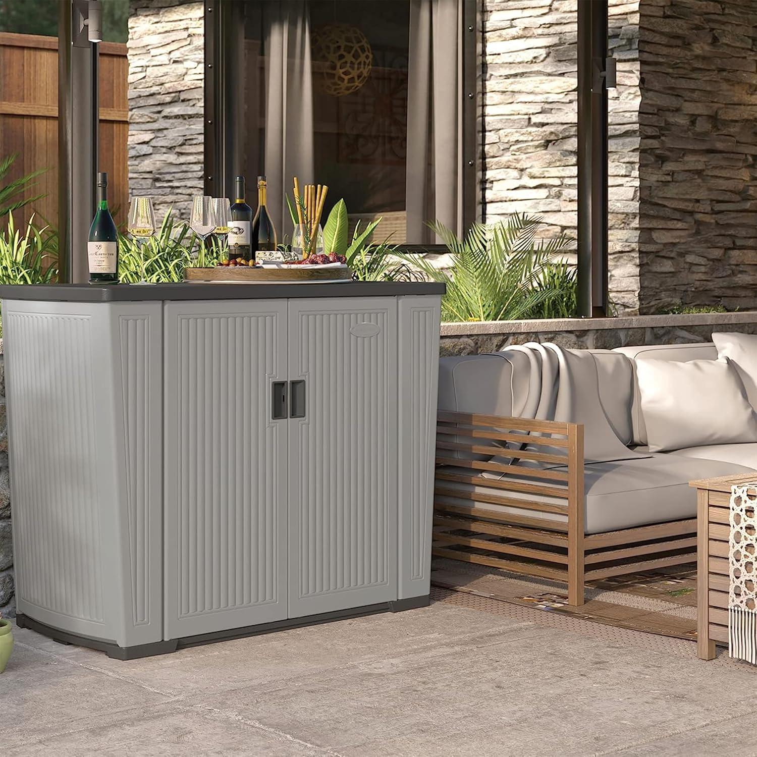 Suncast Backyard Oasis 130 Gallon Outdoor Storage Basic Unit, Dove Gray