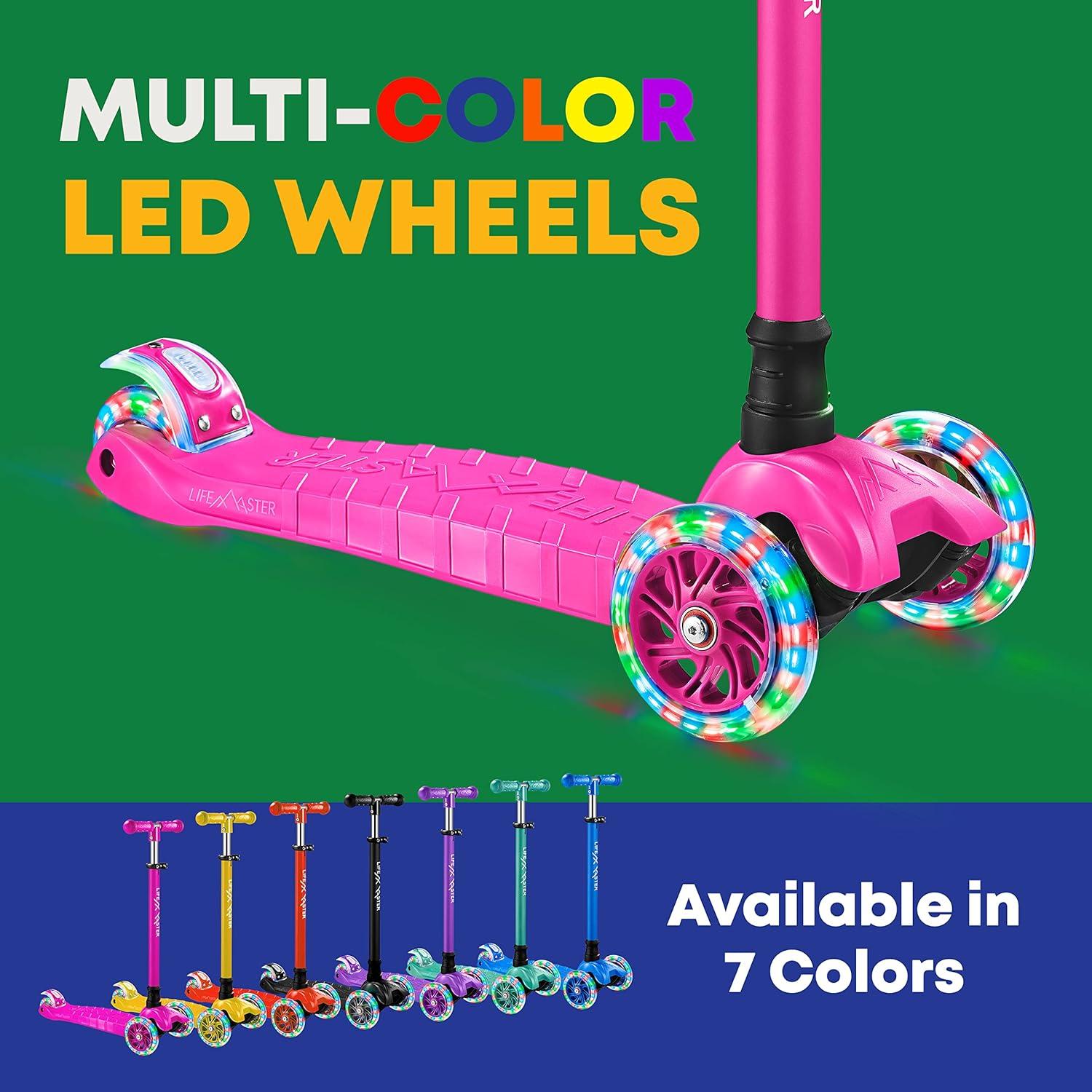 Kids Scooter – Children and Toddler 3 Wheel Kick Scooter – LED Wheel Lights Illuminate When Rolling