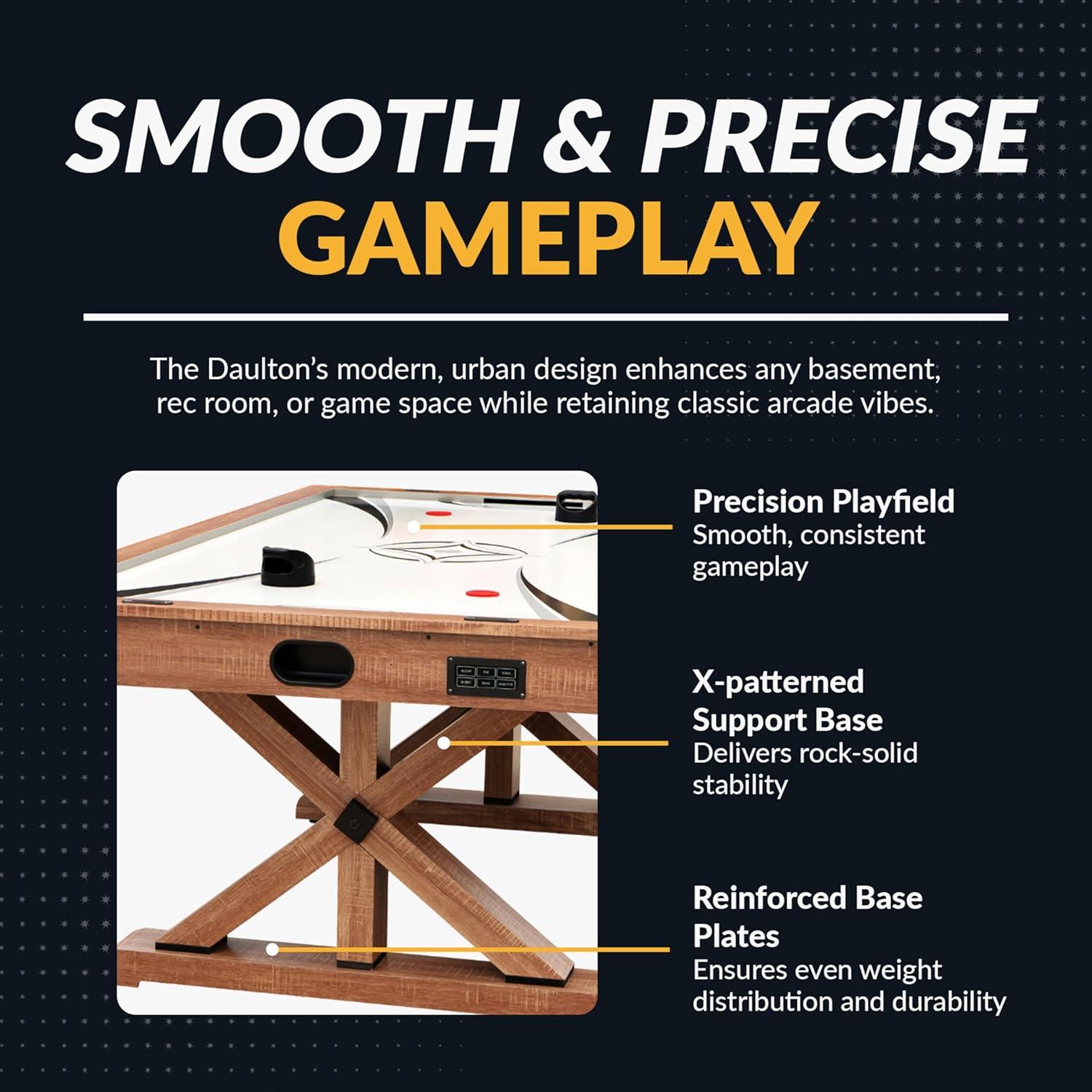 Hathaway Daulton 7 Ft Air Hockey Table for Family Game Room - With LED Scoring, Commercial-Grade Blower, X-Pattern Support Base, Ergonomic Strikers & Pucks - White Oak Finish