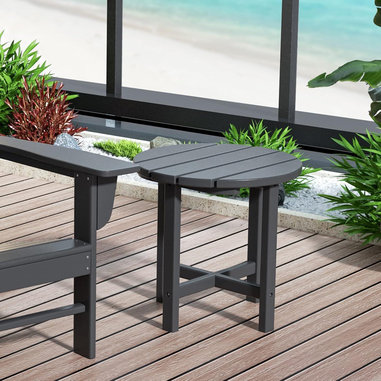 WestinTrends All-Weather Outdoor Patio Round Poly Adirondack Side Table, Gray
