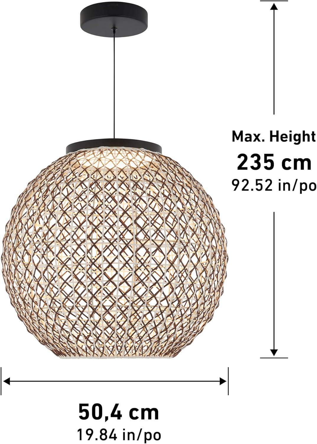 Artika Benson LED Integrated Exotic Pendant Light, Black and Rattan