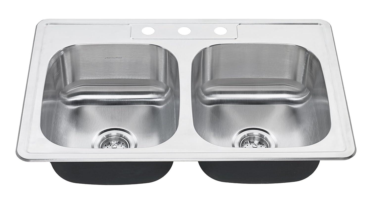 Colony 33'' L Drop-In Double Bowl Stainless Steel Kitchen Sink