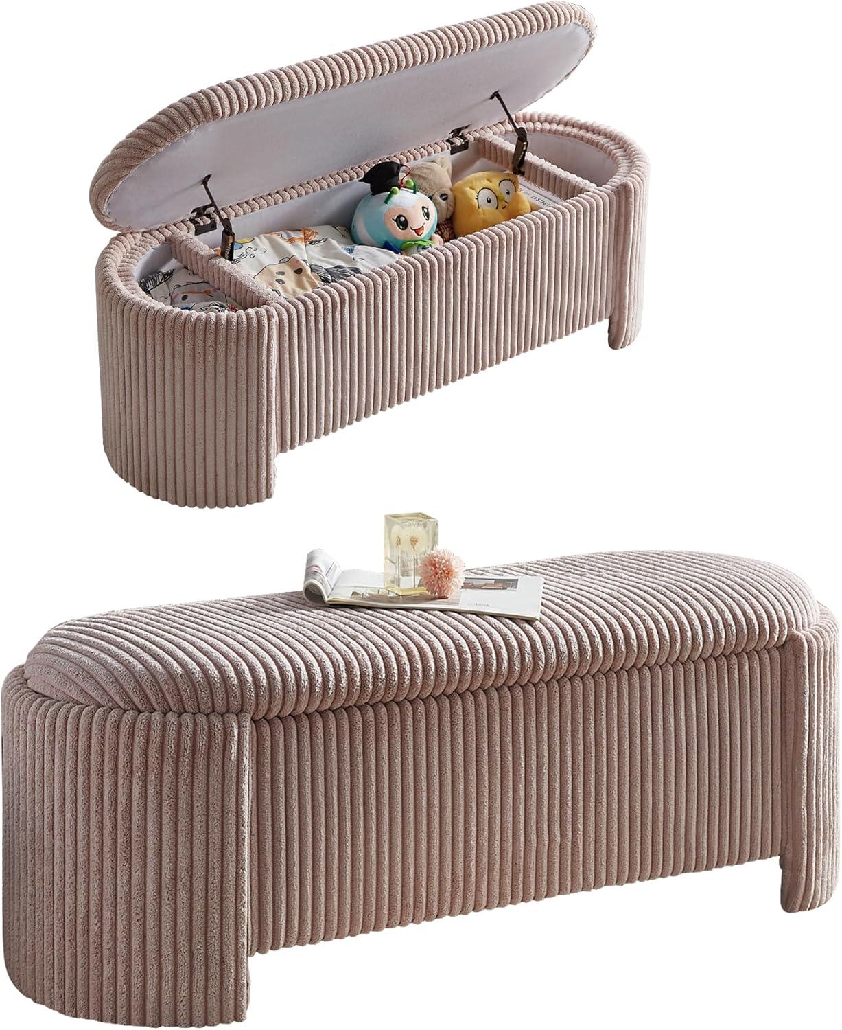Latitude Run® Nikoma Corduroy Upholstered Storage Bench