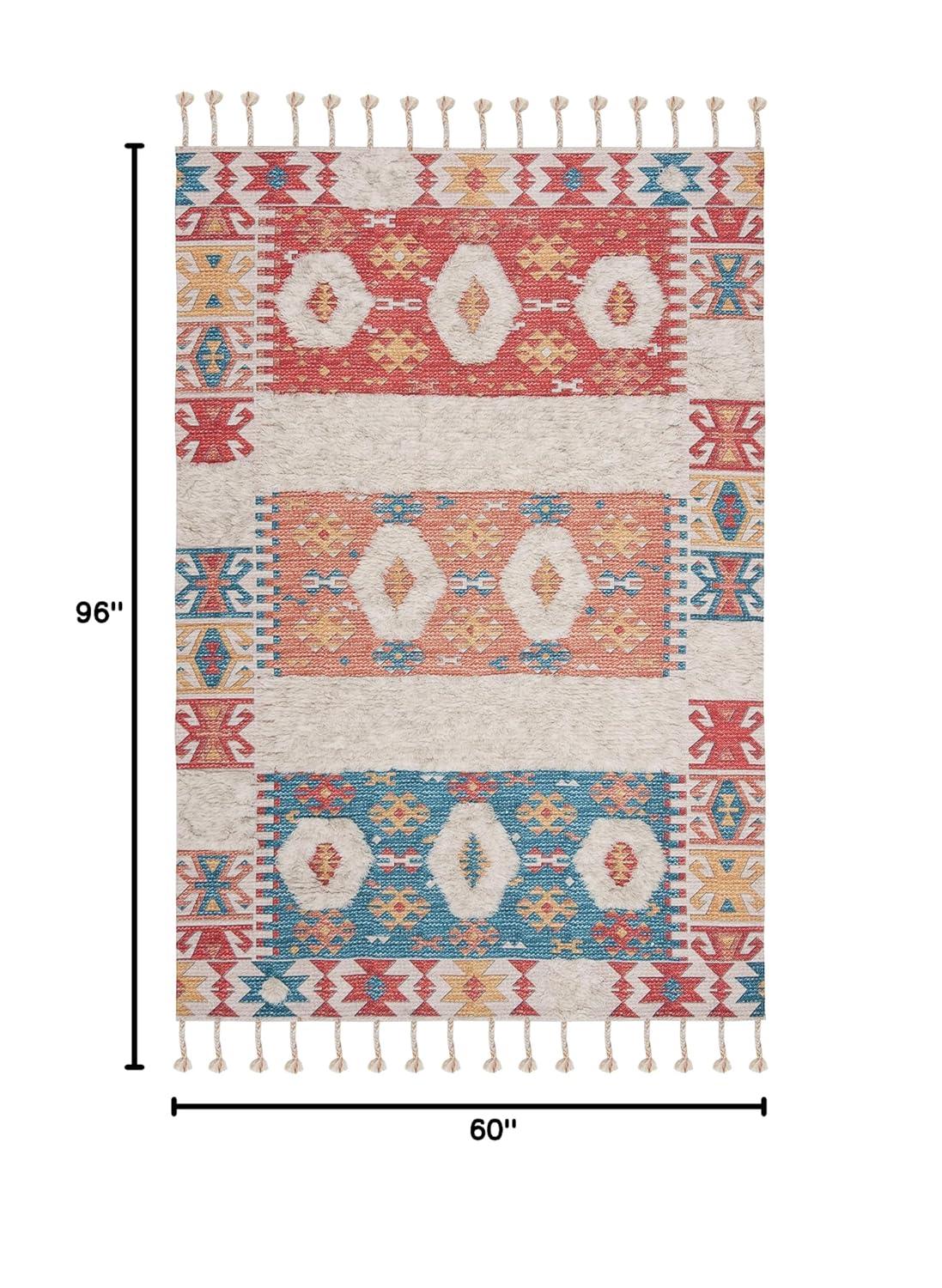 Saffron SFN105 Hand Loomed Indoor Area Rug - Rust/Beige - 5'x8' - Safavieh